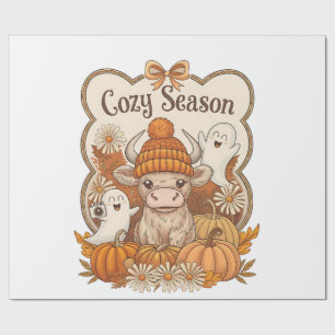 Pumpkin-highland Cow Ghost Halloween Wrapping Paper
