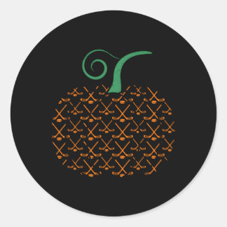 Pumpkin Hockey Halloween Hockey Classic Round Sticker
