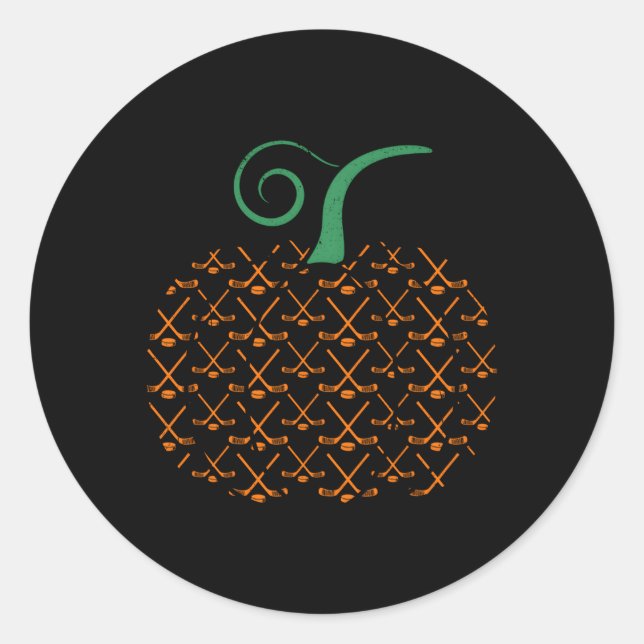 Pumpkin Hockey Halloween Hockey Classic Round Sticker (Front)