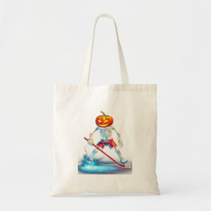 Pumpkin Hockey Skeleton Ice Hockey Halloween Tote Bag