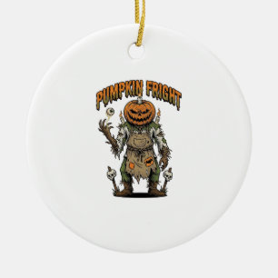 Pumpkin Horror Shirt Vintage Eyeball Halloween Art Ceramic Ornament