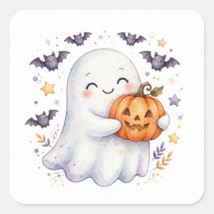 Pumpkin Hug Ghost Cute Halloween Sticker
