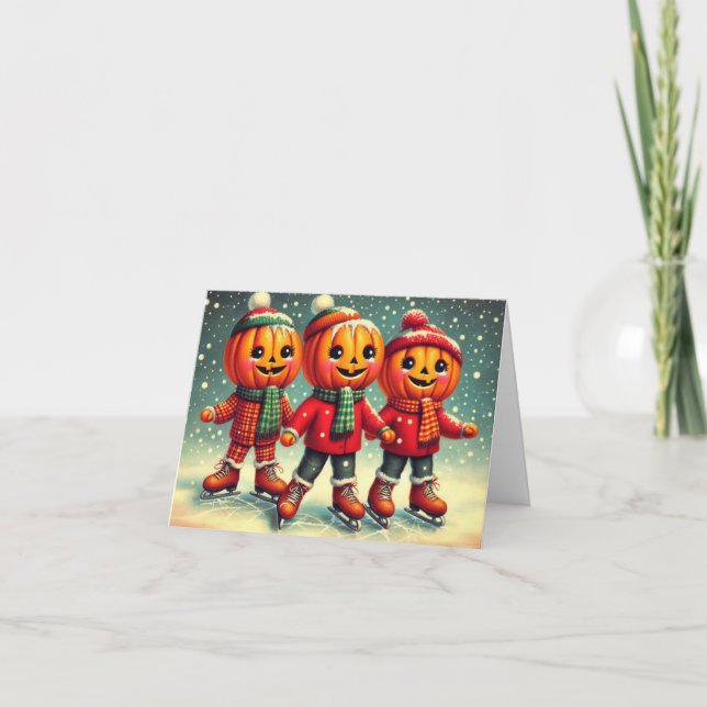 Pumpkin Ice Skating  Card (Front)