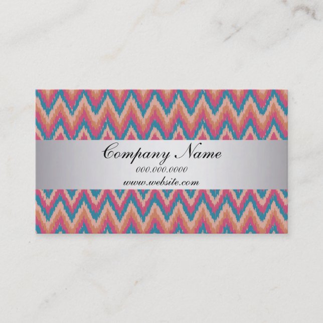 Pumpkin Ikat ZigZag Pocket 2019 Calendar Business Card (Front)