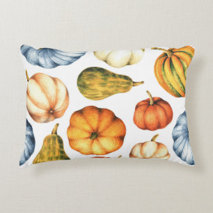 Pumpkin Illustration: Seamless Watercolor Pattern Decorative Cushion