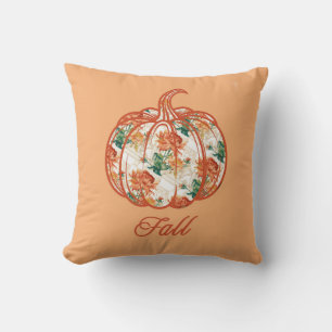 Pumpkin in a Chrysanthemum Pattern Cushion