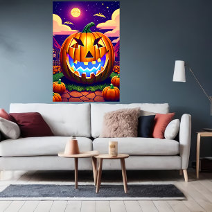 Pumpkin in the night AI Art Poster
