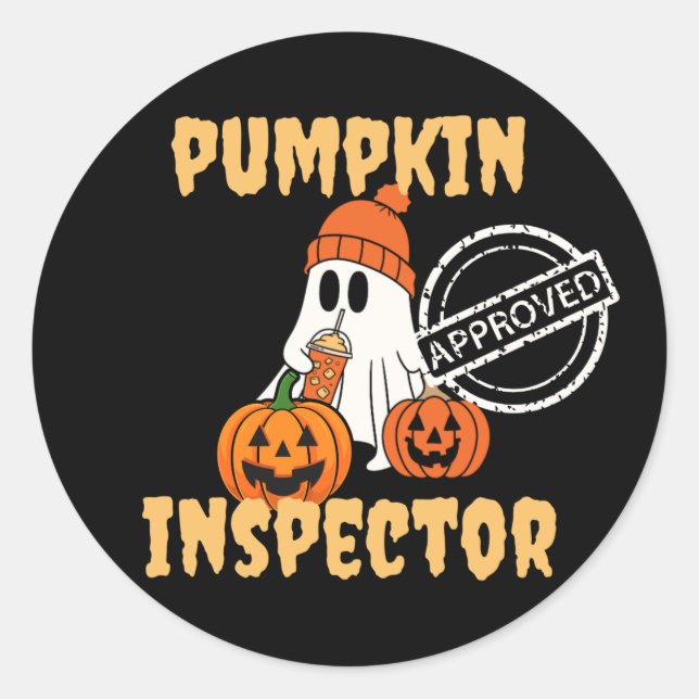 Pumpkin Inspector Approved  Classic Round Sticker (Front)