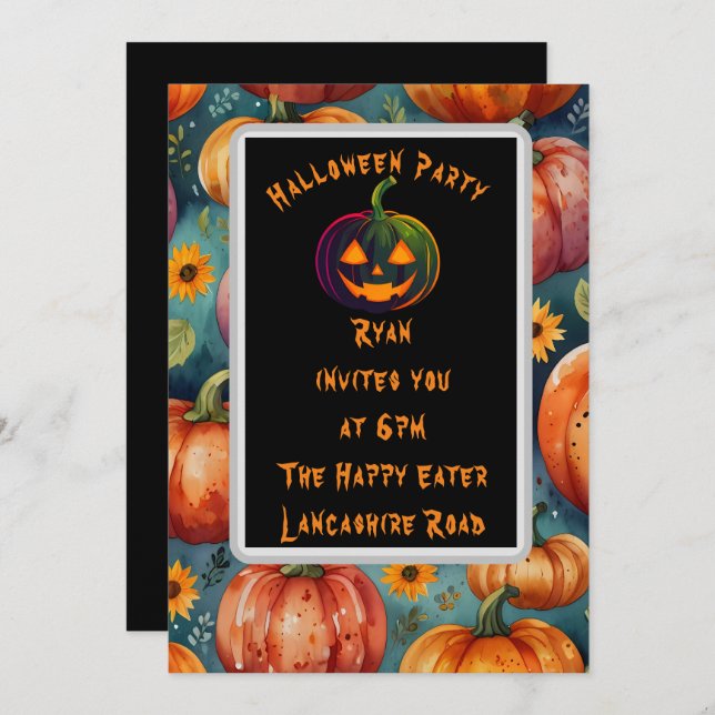 Pumpkin  invitation (Front/Back)