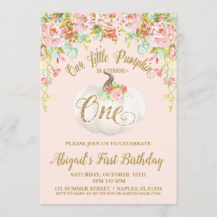 Pumpkin Invitation, Pumpkin First Birthday Invitation