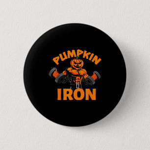 Pumpkin Iron Halloween Gym Workout Lifting Pun Fun 6 Cm Round Badge