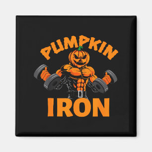 Pumpkin Iron Halloween Gym Workout Lifting Pun Fun Magnet