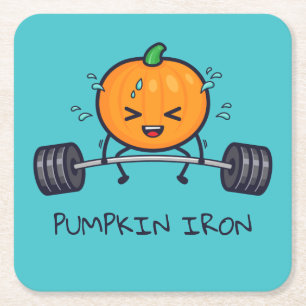 Pumpkin Iron Pun Square Paper Coaster