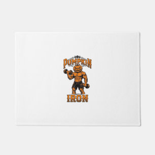 Pumpkin Iron Vintage Bodybuilder Halloween Design_ Doormat