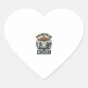 Pumpkin Iron Vintage Bodybuilding Halloween Design Heart Sticker
