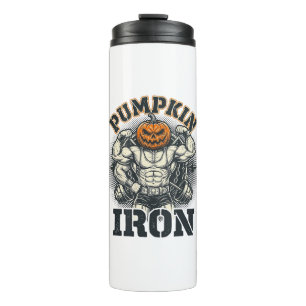 Pumpkin Iron Vintage Bodybuilding Halloween Design Thermal Tumbler