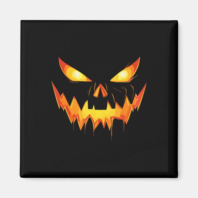 Pumpkin Jack O Lantern Face Halloween Men Boys Kid Magnet (Front)