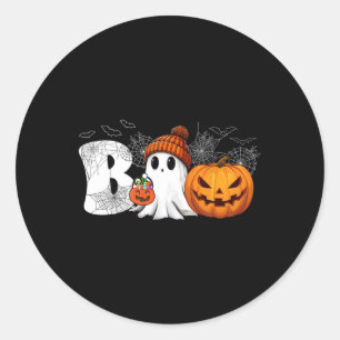 Pumpkin Jack O Lantern Ghost Boo Halloween Costume Classic Round Sticker