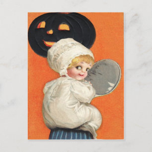 Pumpkin Jack O Lantern Girl Postcard
