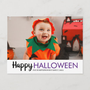 pumpkin jack-o-lantern Halloween Family One Photo Holiday Postcard