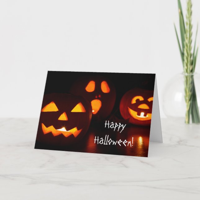 Pumpkin Jack O' Lantern Halloween Greeting Card (Front)