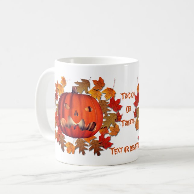 Pumpkin Jack O Lantern Halloween Personalised Coffee Mug (Front Left)