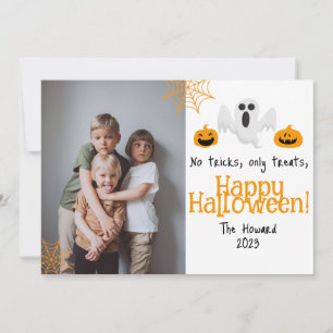 pumpkin jack-o-lantern Happy Halloween Photo Holiday Card