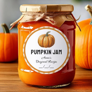Pumpkin jam with chequered pattern label