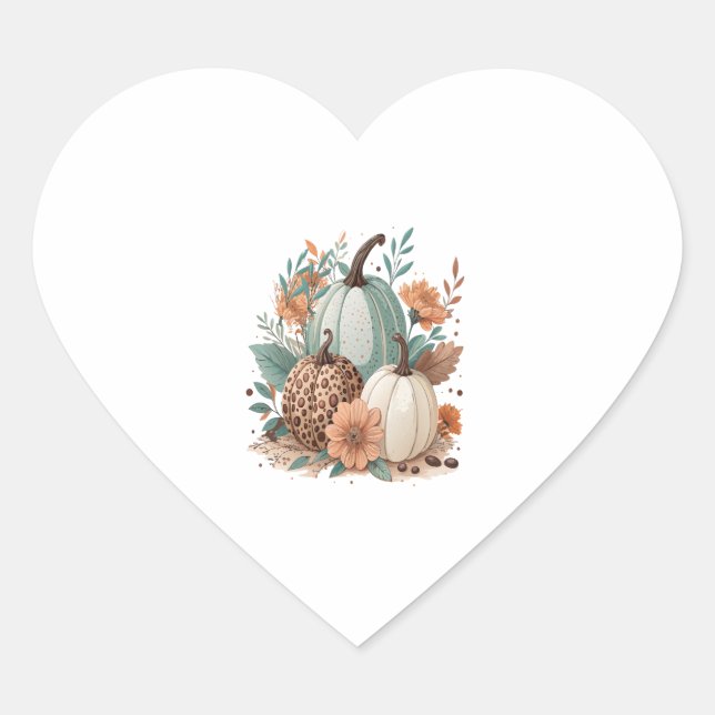 Pumpkin Kids Halloween Heart Sticker (Front)