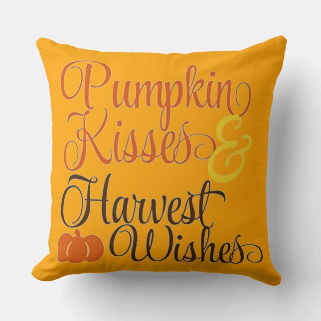 Pumpkin Kisses And Harvest Wishes Cushion (Front)