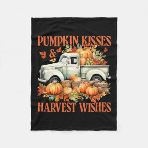 Pumpkin Kisses And Harvest Wishes Farm Truck Thank Fleece Blanket