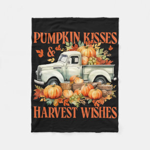 Pumpkin Kisses And Harvest Wishes Farm Truck Thank Fleece Blanket