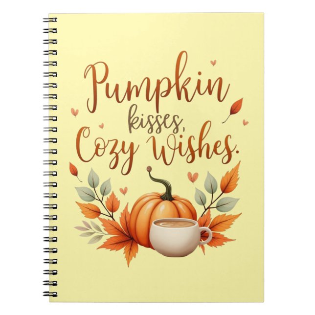 Pumpkin Kisses, Cosy Wishes  Notebook (Front)
