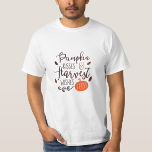 Pumpkin Kisses Harvest Wishes Autumn Leaves Orange T-Shirt