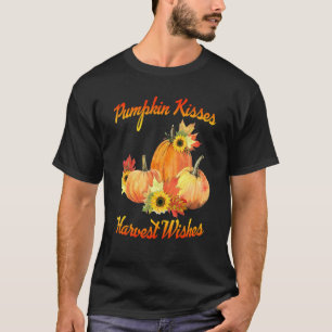 Pumpkin Kisses Harvest Wishes  Halloween Men Women T-Shirt