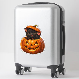 Pumpkin kitty whimsical happy Halloween vinyl stic