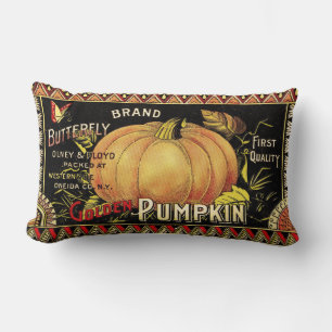 Pumpkin Label Antique Butterfly Brand Lumbar Cushion