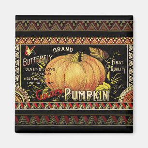 Pumpkin Label Antique Butterfly Brand Magnet