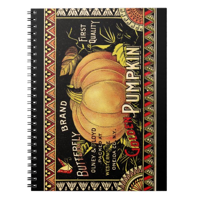 Pumpkin Label Antique Butterfly Brand Notebook (Front)