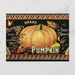 Pumpkin Label Antique Butterfly Brand Postcard