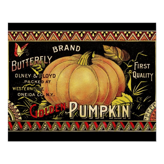 Pumpkin Label Antique Butterfly Brand Poster (Front)