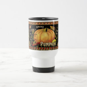 Pumpkin Label Antique Butterfly Brand Travel Mug