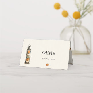 Pumpkin Lantern Thanksgiving Guest Name Place Card