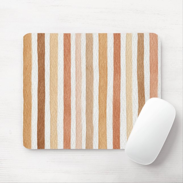 Pumpkin Latte Blush Stripes Mouse Pad (With Mouse)