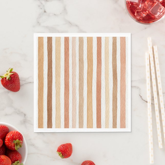Pumpkin Latte Blush Stripes Napkin (Insitu)
