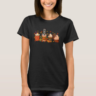 Pumpkin Latte Coffee Cups Schnauzer Fall Vibes Tha T-Shirt