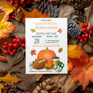 Pumpkin Latte Football Navy Green Wedding Shower Invitation