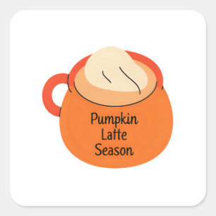 Pumpkin Latte Season – Cosy Fall Coffee Art Square Sticker