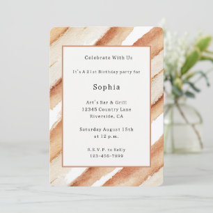 Pumpkin Latte Stripes Birthday Invitation