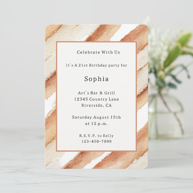 Pumpkin Latte Stripes Birthday Invitation (Standing Front)